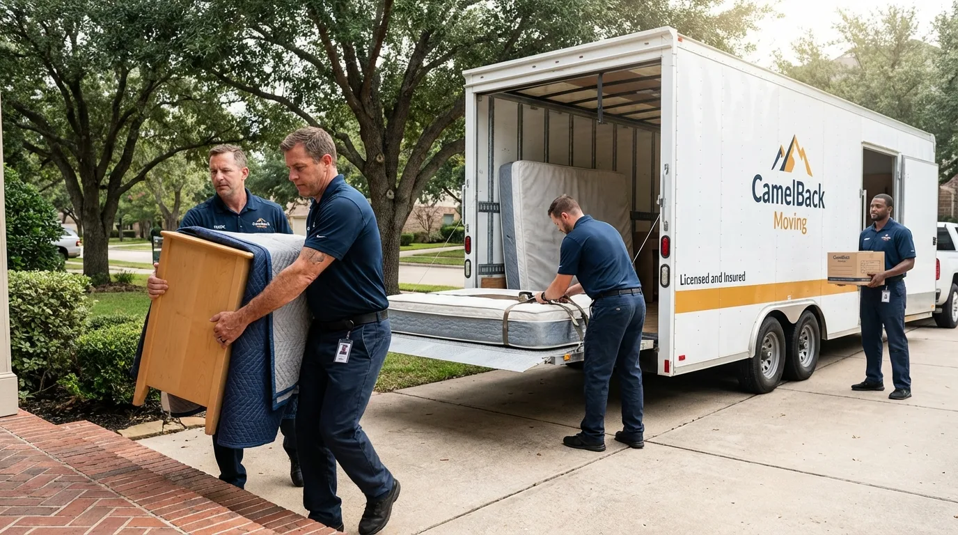 Crew loading residential truck for cross-state move from Whitehouse Station, NJ