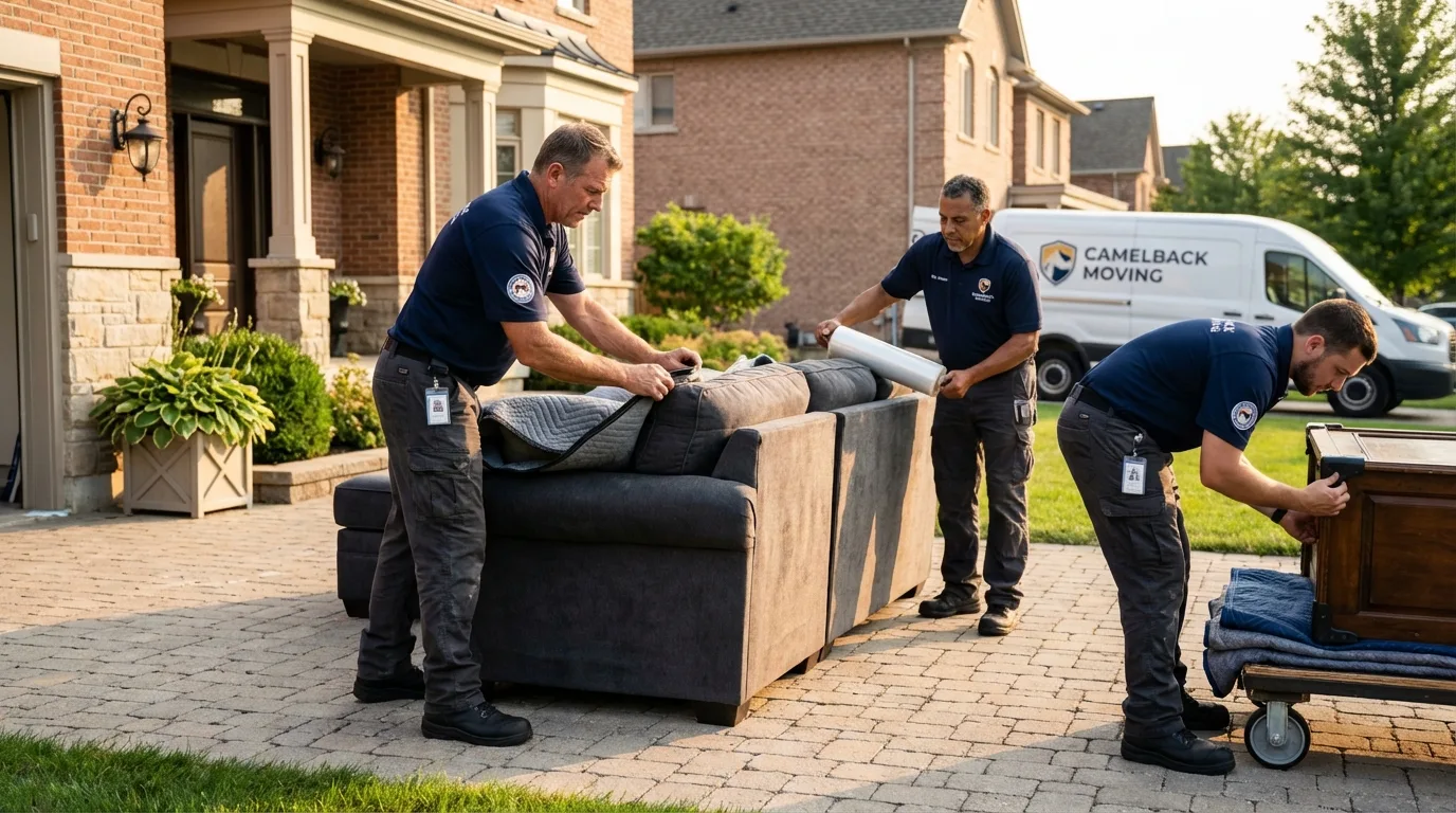 Large estate moving crew wrapping furniture in Whitehouse Station, NJ